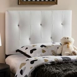 Baxton Studio Kirchem Faux Leather Twin Headboard White -Baxton Studio Sales unnamed file 859