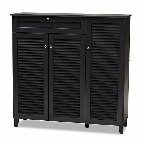 Baxton Studio Coolidge Shoe Cabinet Gray 1 Baxton Studio Coolidge Shoe Cabinet Gray