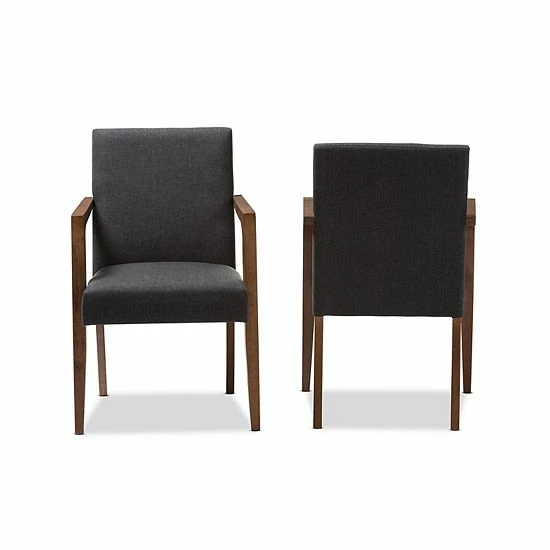 Baxton Studio Andrea Mid-Century Accent Chair 2-piece Set Dark Gray 3 Baxton Studio Andrea Mid-Century Accent Chair 2-piece Set Dark Gray - Image 3