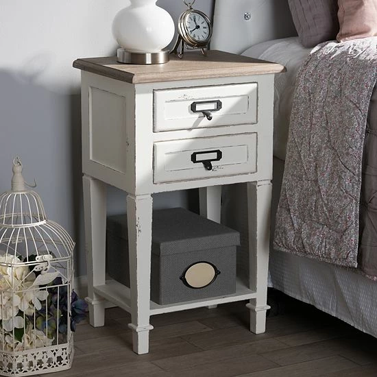 Baxton Studio Dauphine Distressed Nightstand 1 Baxton Studio Dauphine Distressed Nightstand