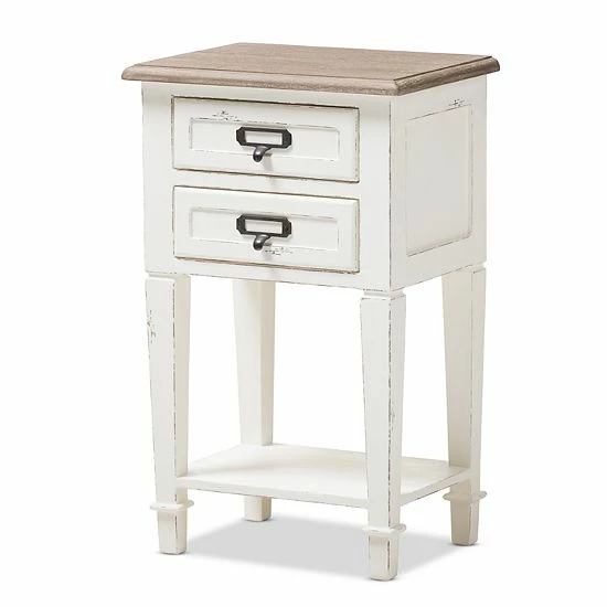 Baxton Studio Dauphine Distressed Nightstand 2 Baxton Studio Dauphine Distressed Nightstand - Image 2