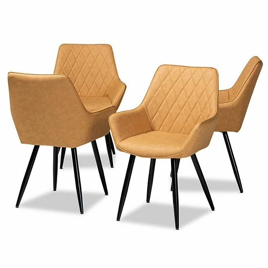 Baxton Studio Astrid Dining Chair 4-piece Set Tan Black 7 Baxton Studio Astrid Dining Chair 4-piece Set Tan Black - Image 7