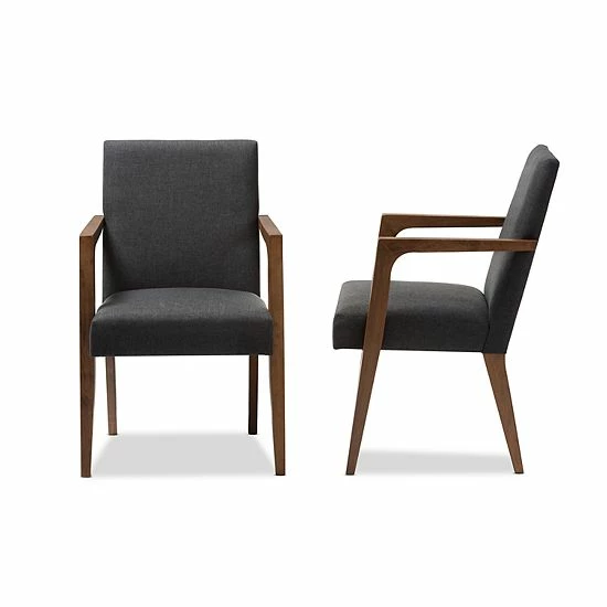 Baxton Studio Andrea Mid-Century Accent Chair 2-piece Set Dark Gray 4 Baxton Studio Andrea Mid-Century Accent Chair 2-piece Set Dark Gray - Image 4