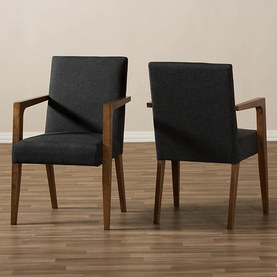 Baxton Studio Andrea Mid-Century Accent Chair 2-piece Set Dark Gray 5 Baxton Studio Andrea Mid-Century Accent Chair 2-piece Set Dark Gray - Image 5