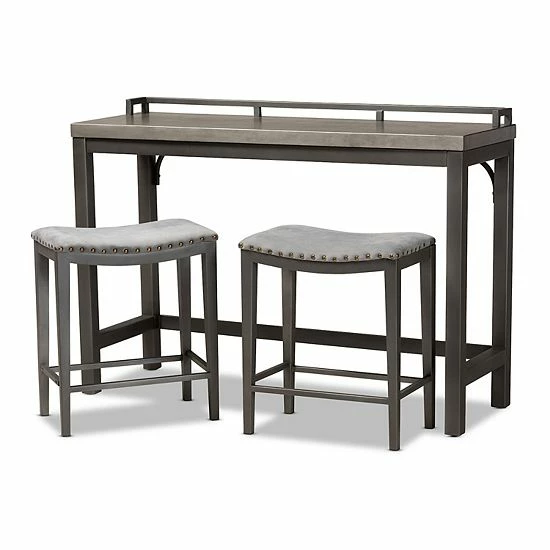 Baxton Studio Noll Pub Table & Stool 3-piece Set 1 Baxton Studio Noll Pub Table & Stool 3-piece Set