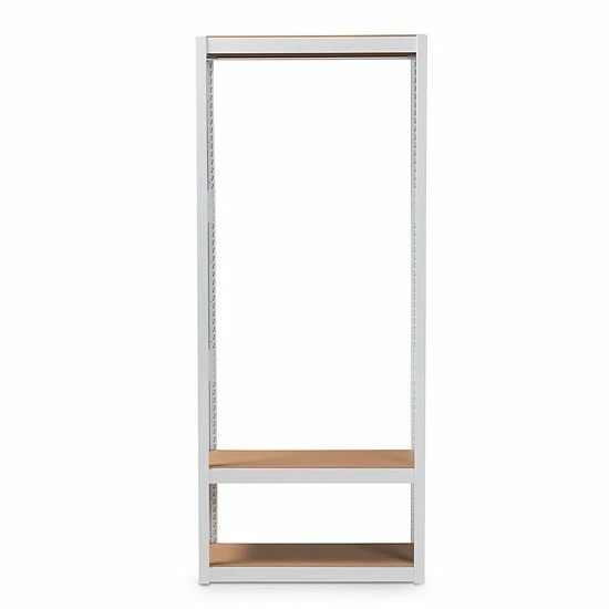Baxton Studio Elton Clothes Rack Floor Decor White Brown 2 Baxton Studio Elton Clothes Rack Floor Decor White Brown - Image 2