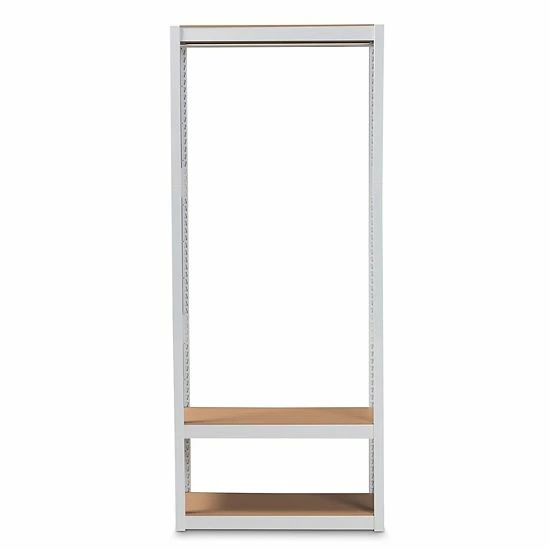 Baxton Studio Elton Clothes Rack Floor Decor White Brown 4 Baxton Studio Elton Clothes Rack Floor Decor White Brown - Image 4