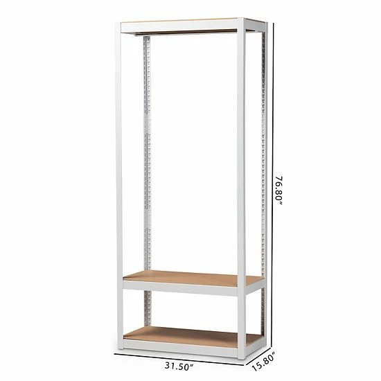 Baxton Studio Elton Clothes Rack Floor Decor White Brown 9 Baxton Studio Elton Clothes Rack Floor Decor White Brown - Image 9
