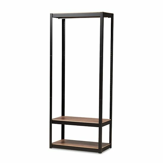 Baxton Studio Elton Clothes Rack Floor Decor White Brown 10 Baxton Studio Elton Clothes Rack Floor Decor White Brown - Image 10