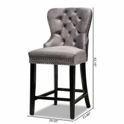 Baxton Studio Howell Counter Stool 2-piece Set Navy Blue Espresso -Baxton Studio Sales unnamed file 944