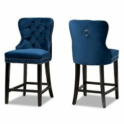 Baxton Studio Howell Counter Stool 2-piece Set Navy Blue Espresso -Baxton Studio Sales unnamed file 946