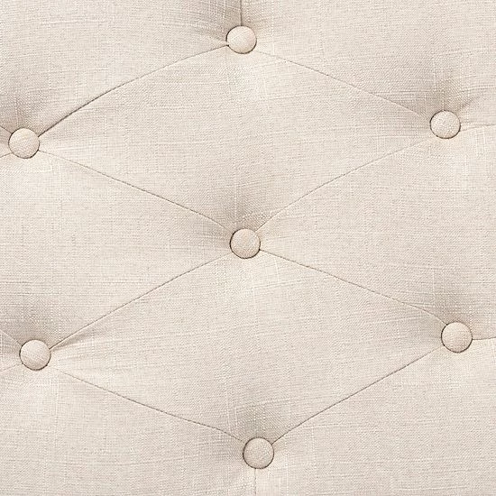 Baxton Studio Mabel Ottoman Beige Silver 6 Baxton Studio Mabel Ottoman Beige Silver - Image 6